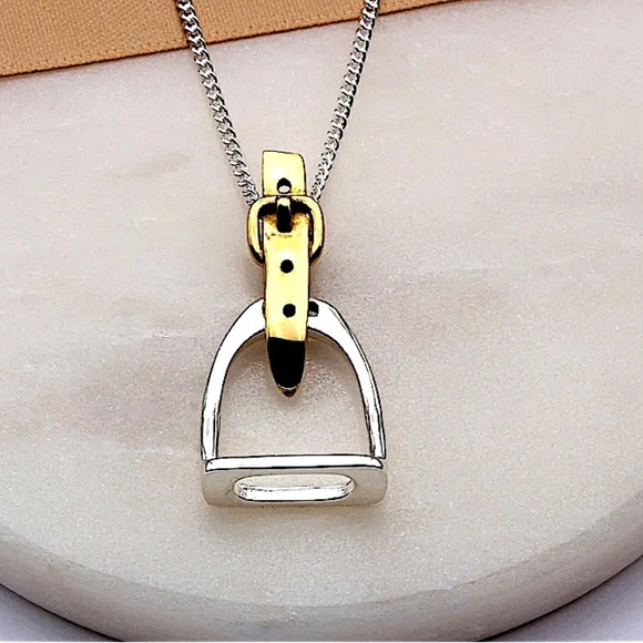 Sterling Silver Stirrup Pendant Necklace, Horse bit, Snaffle, D R… - Picture 1 of 13